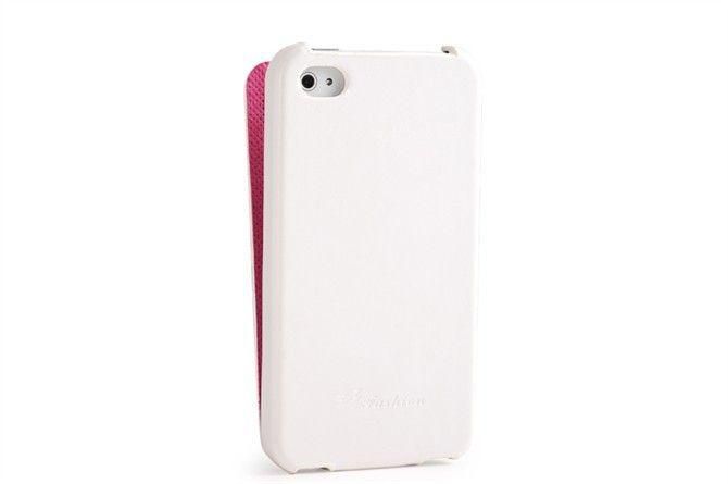 غلاف حماية أبيض من الجلد للآيفون 5 أس ‫(iPhone 5S) موديل الغلاف MA42