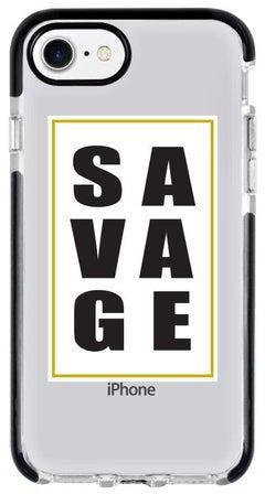 غطاء حماية من سلسلة إمباكت برو بطبعة كلمة "Savage" لهاتف أبل آيفون 8 شفاف/أبيض/أسود