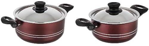 Trueval stew pot dark red size 22 cm + Trueval stew pot dark red size 18 cm