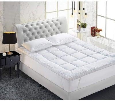 Top Mattress Pad For Double Size Bed With 4 Elasticated Corner Straps Cotton White 200x154cm