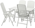 TORPARÖ Table+4 reclining chairs, outdoor - white/white/grey 130 cm