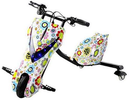 Drifting Electric Power Scooter 3 Wheels White Floral - E400