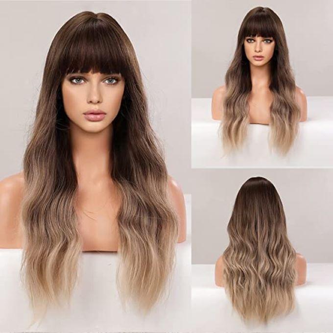 Ombre Brown Wig For Women Long Wave Wig Curly Wig For Women