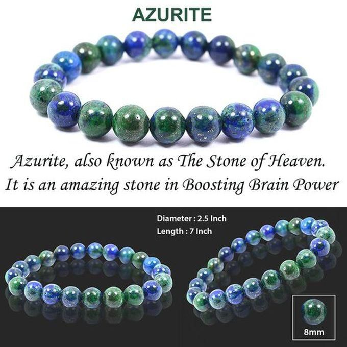 Sherif Gemstones Azurite Beaded Bracelet - 100% Genuine Precious Stone Bracelet Unique Handmade Jewelry Healing