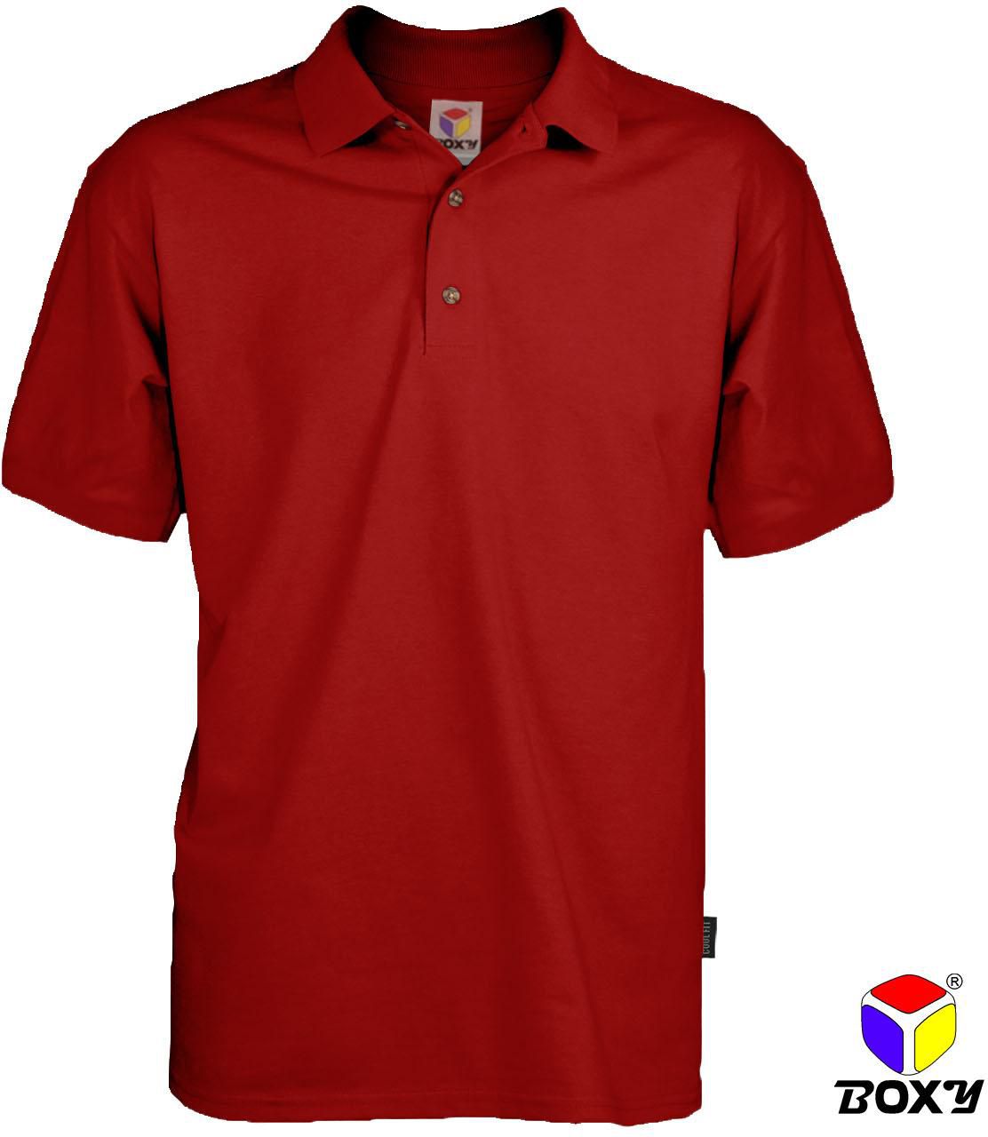 Boxy Microfiber Classic Short Sleeve Polo Shirts - 7 Sizes (Red)