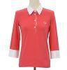 Fred Perry Green Label Women Polo 3/4 Sleeves Pink and White Collar XL