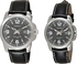 Casio His & Hers Black Dial Leather Band Couple Watch - MTP/LTP-1314L-8
