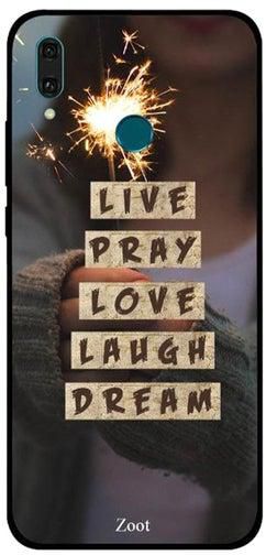 غطاء حماية واقٍ مطبوع عليه عبارة 'Live Pray Love Laugh Dream' لهاتف هواوي Y9 إصدار 2019 متعدد الألوان