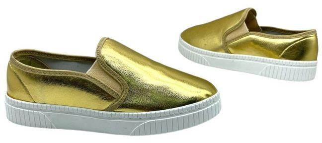 Squadra Slip On Plain Leather Sneakers - Gold