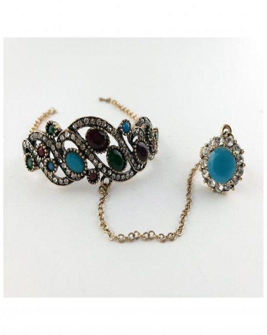 Generic Stones Hand Chain - Turquoise