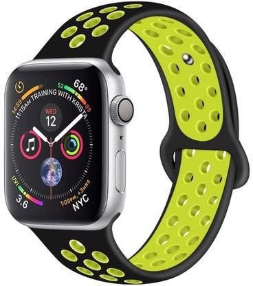 Replacement Strap For Apple Smartwatch Series 4/3/2/1 42/44mm Black/Yellow