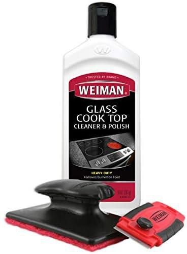 Weiman Cooktop Cleaner Kit - Cook Top Cleaner and Polish 10 oz. Scrubbing Pad, Cleaning Tool, Cooktop Razor Scraper