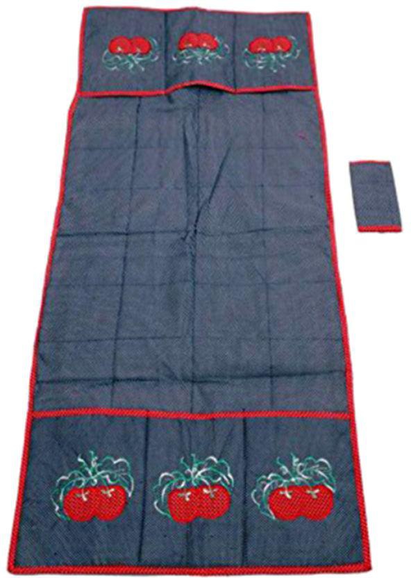 Cotton Fridge Top And Handle Cover Set Blue/Red 53x107 centimeter