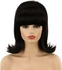 Vintage 60's Style Short Synthetic Wig, 50's Hippie Style Wavy Hair (Black)