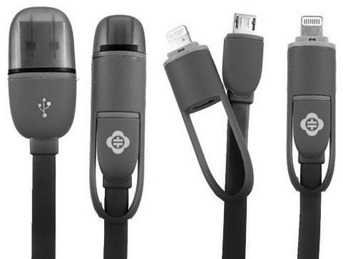 Totu Design 2 in 1 Cable for Smartphones - Silver