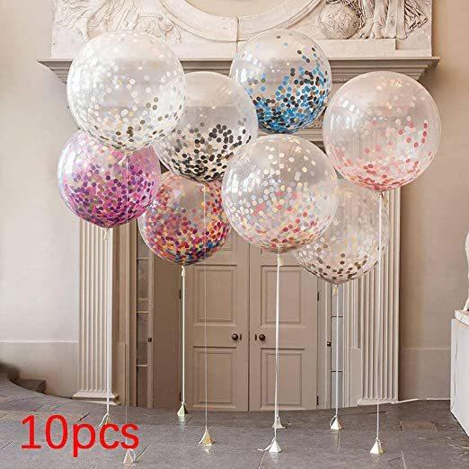 Poppyae 10Pcs Multicolor Confetti Balloon Paper Lantern Wishing Lanterns For Birthday Party Wedding Decor Transparent Clear Balloon