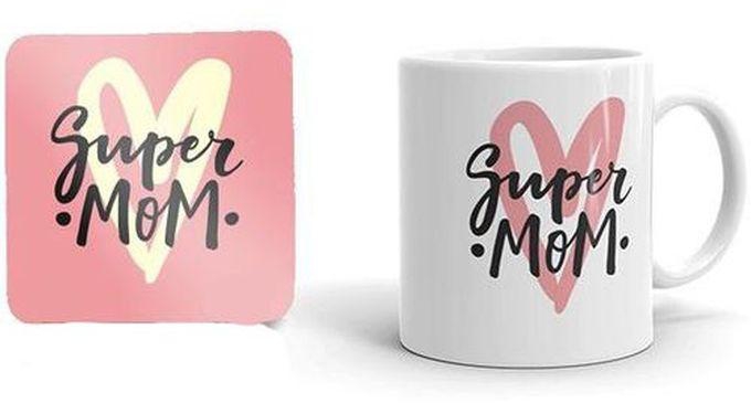 Mother's Day Mug With Coaster - Super Mom Mug With Coaster
