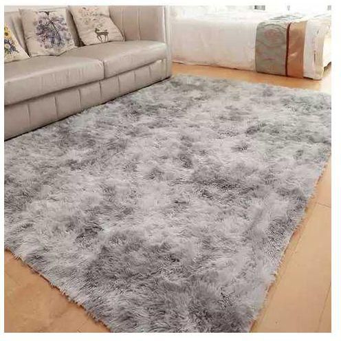 Grey Fluffy Carpet - 5 by 8  Ft