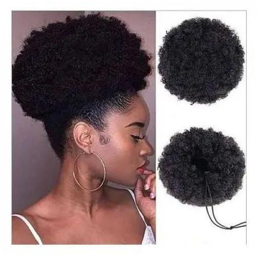Afro Bun Ponytail Hair Extension Afro Puff Kinky