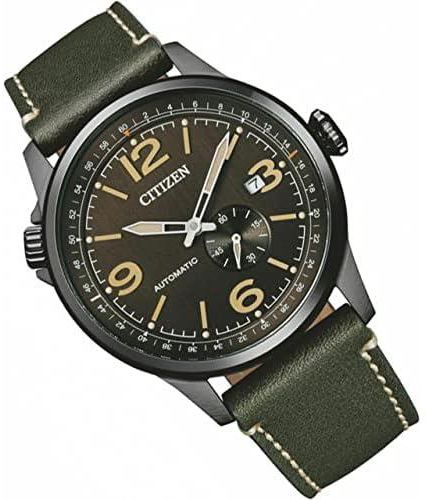 Citizen Watch for Men, Automatic Movement, Analog Display, Green Leather Strap-NJ0147-18X