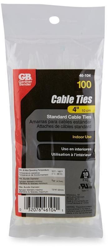 GB Gardner Bender Miniature Cable Ties (10 cm, Pack of 100)