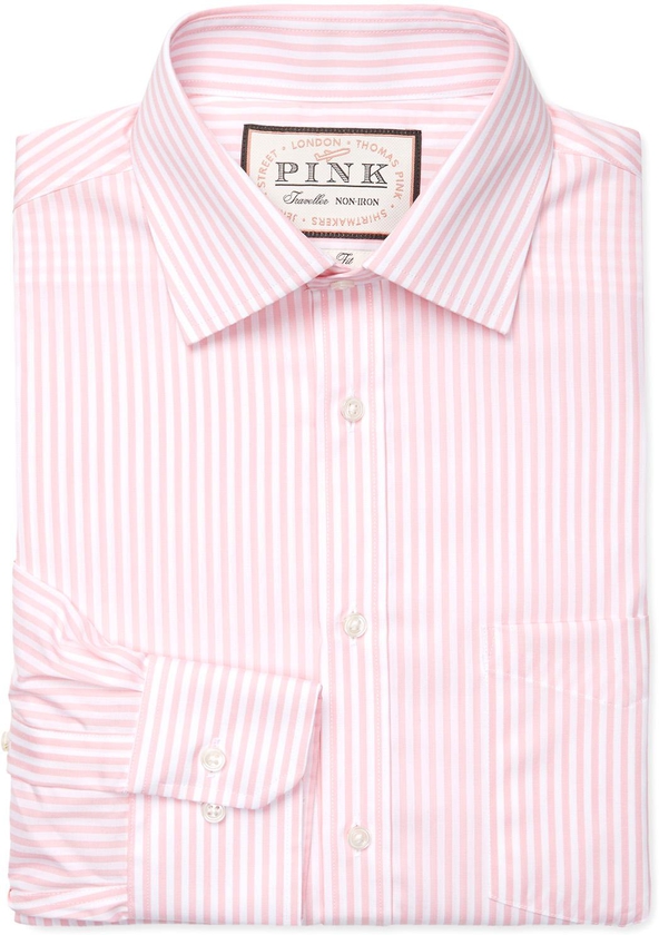 thomas pink - Brookland Stripe Classic Fit Traveler Dress Shirt