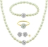 Vera Perla 18K  Gold Crystal Balls & Pearls Strand 4 pcs. Jewelry Set