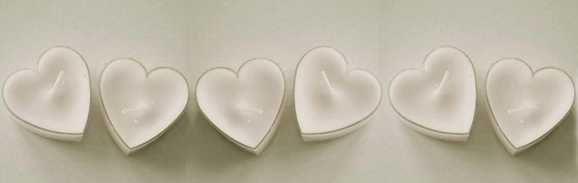 Heart-Shaped Wedding Candles in Glass - Pack of 6 (White)