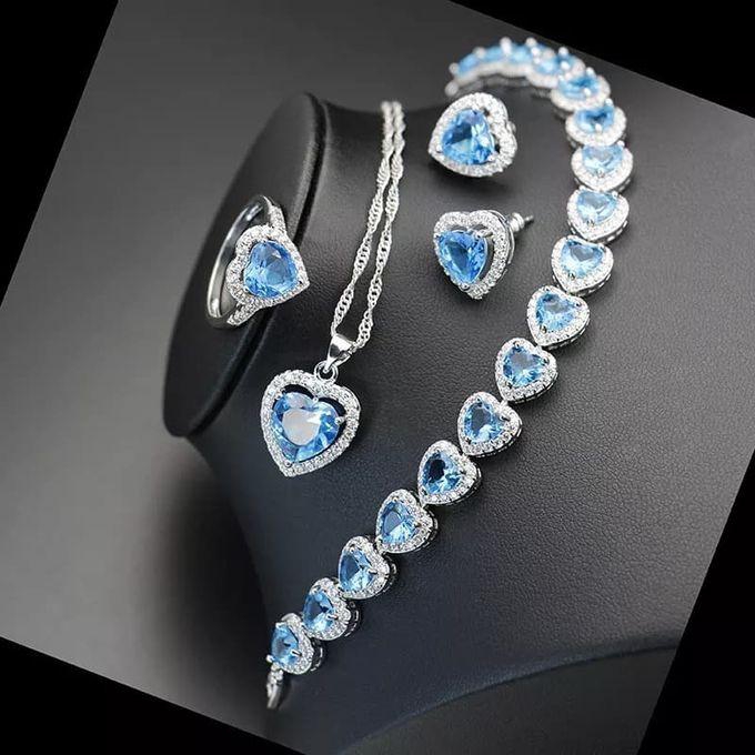 Earring & Necklace & Ring & Bracelet - 925 Silver & Jewelry Box