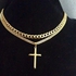 Cuban Link Chain With Cross Pendant-GOLD