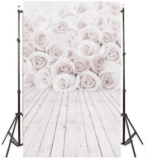 Universal 5x7ft Vinyl Backgrounds Valentine's Day White Rose Flower Photography Backdrops
