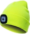 قبعة شتوية مطاطية مزودة بإضاءة LED مناسبة للارتداء أثناء ركوب الدراجات والمشي لمسافات طويلة مناسبة للجنسين أصفر فلوري 20*10*20سم