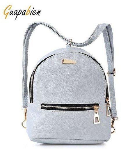 Generic PU Leather Zipper Closure Small Backpack Shoulder Bag (Grey)
