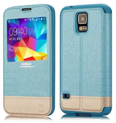 Portfolio case XUNDD with window for Samsung Galaxy S5 - I9600 - Blue