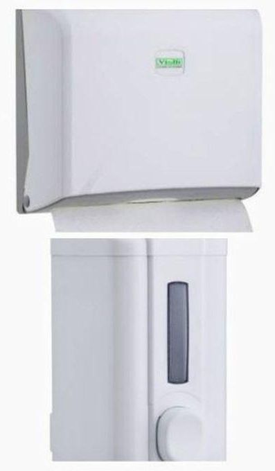 vialli Plastic Paper Holder + Soap Dispenser - 1000 ML - White