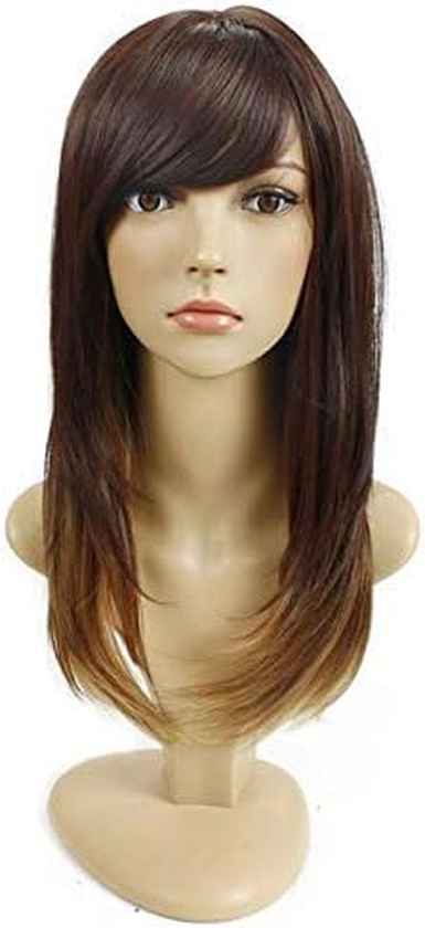 Medium Long Straight Synthetic Hair Wig, Brown