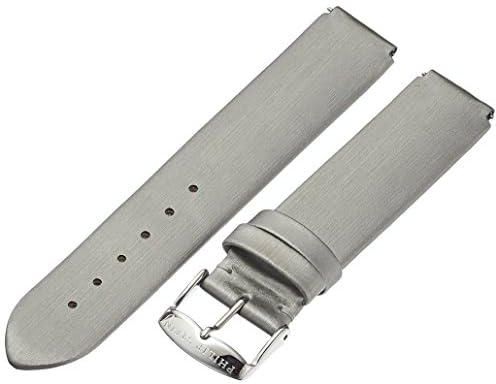 Philip Stein 1-IPL 18mm Leather Silver Watch Strap, Platinum, Modern