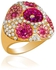 Anna Bella Women's Yellow Gold Plated with Pink Crystal Ring - Size 18