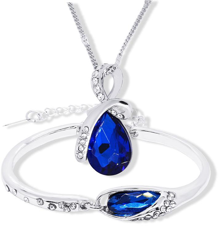 Elegant woman crystal necklace bracelet set high-end personalized jewelry set