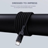كابل أوكي نايلون بغطاء مضفر USB-C إلى USB-C أسود 1.8 متر