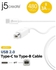 J5 Create Usb 2.0 Type-C To Type-B Cable (White)