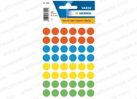 Herma Vario Sticker Color Dots, 13 mm, 240/pack, Assorted Colors