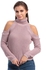 MISSGUIDED Purple Acrylic High Neck Pullover Top For Women