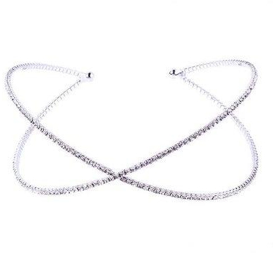 Rhinestone Studded Lariat Necklace Silver/Clear