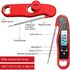 Digital Instant Read Meat Thermometer, Rumanle Waterproof Food Thermometer with Backlight LCD, and Long Foldable Probe for Kitchen, Outdoor Cooking, BBQ, and Grill - Red