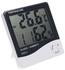 ساعة رقمية بشاشة LCD تعرض درجة الرطوبة والحرارة أسود/ أبيض