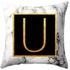 غطاء وسادة زينة للأريكة بطبعة حروف أبجدية ذهبية رخامية . أبيض/أسود/ذهبي 45 x 45سنتيمتر