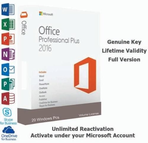 Office 2016 Professional Plus 20 Windows Pcs Dvd + Volume License