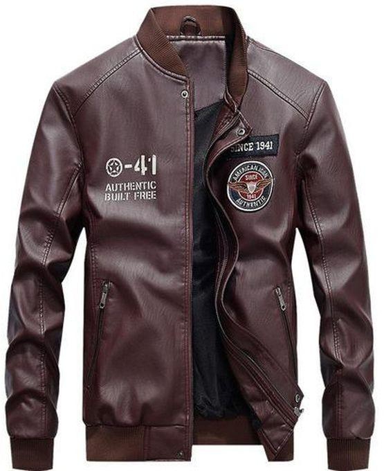 Men's Leather Weather Jacket - Casual/Business Men Leather Jacket - Dark Brown