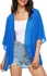 ROV D'Clothier Blue Light Weight Open Front Kimono Jacket Women Cover Up Swim Top Blouse Shirt